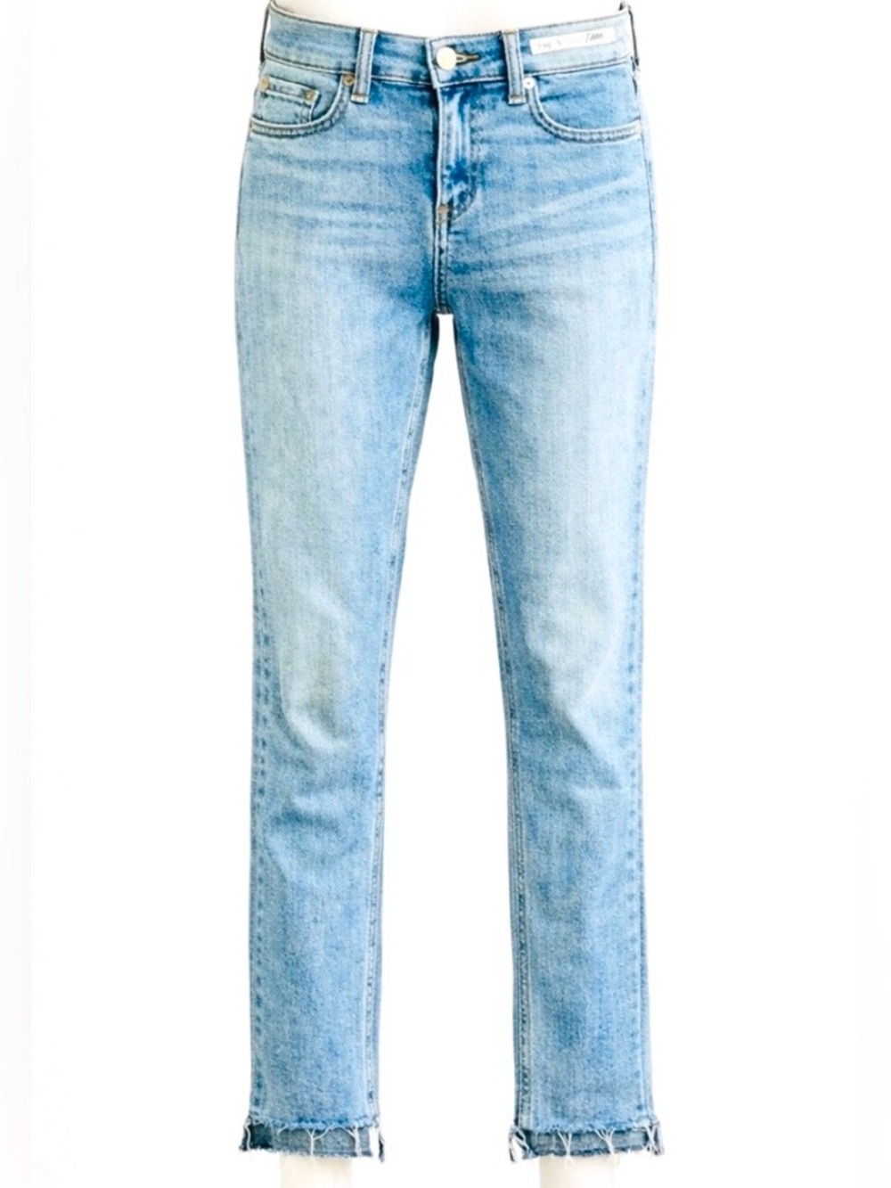 NWOT rag & bone Light Wash Blue Capri Skinny Jeans Raw Hem Size 24